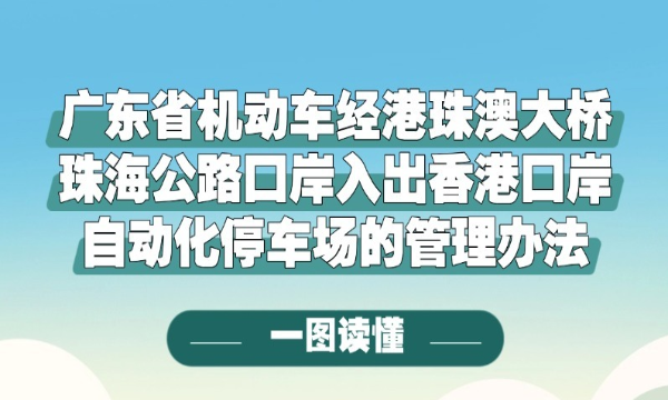 一图读懂广东省机动车经港珠澳大桥珠海公路口岸入出香港口岸自动化停车场的管理办法